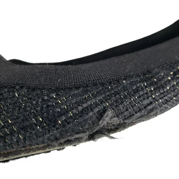 Tory Burch Caroline Arabia Black Elastic Flats 10M, Flaws - Picture 5 of 13